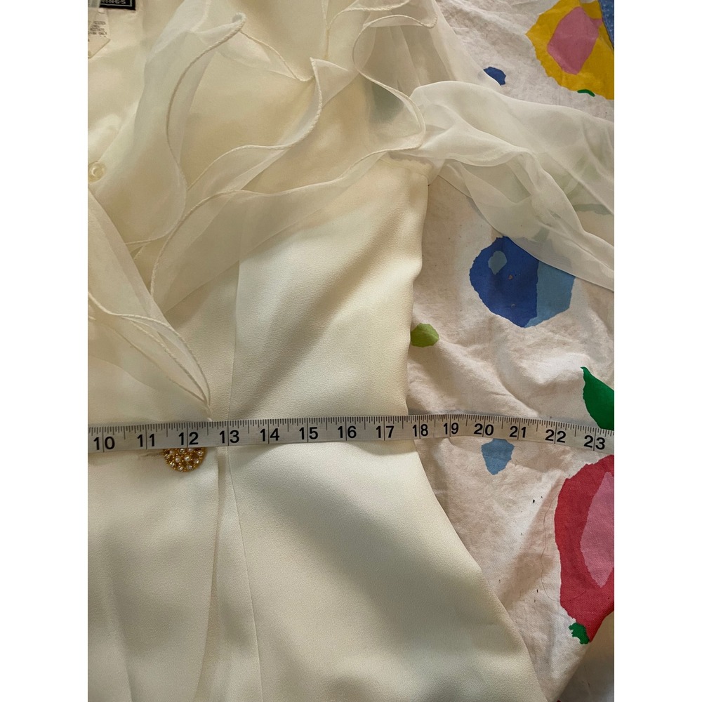 Vintage Alex Evenings White Organza Ruffle Blazer and Pant Set Size 8 - Picture 7 of 10